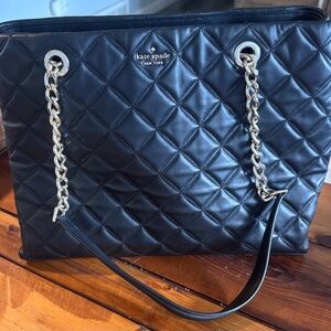 Kate Spade Quilted Black Tote with Chain Straps